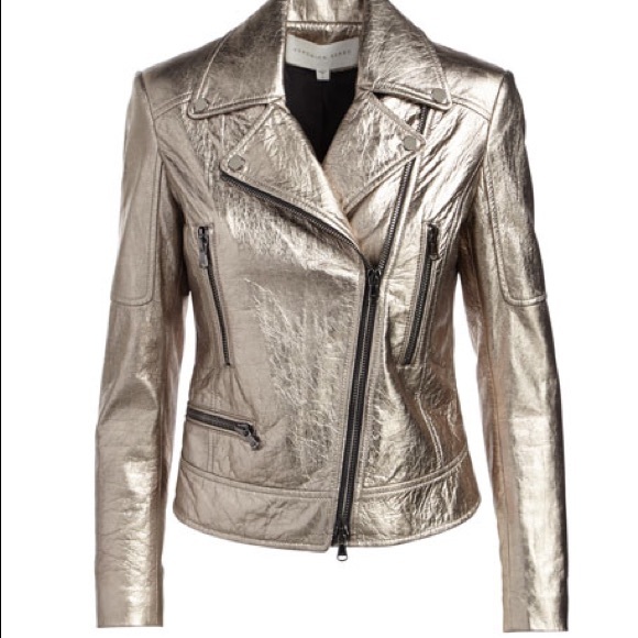 Veronica Beard Jackets & Blazers - Veronica Beard Mica Metallic Leather Biker Jacket